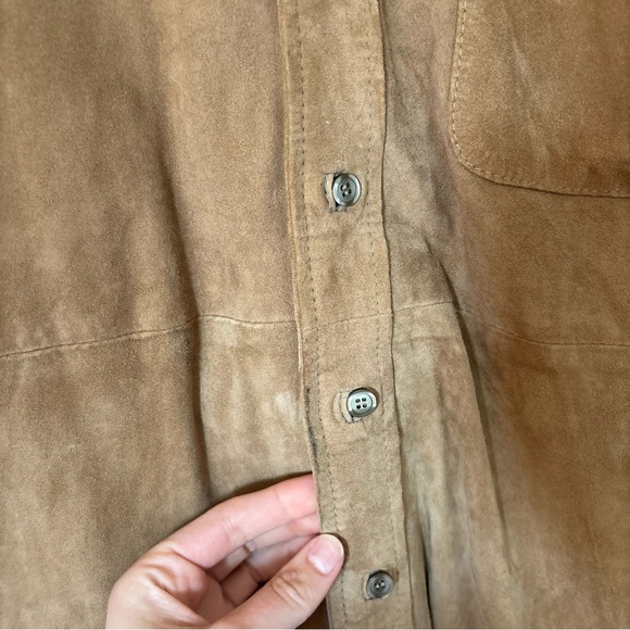 Vintage Turnbury Genuine Leather Suede Button Down Shirt Western Cowboy L Tan - Picture 6 of 10